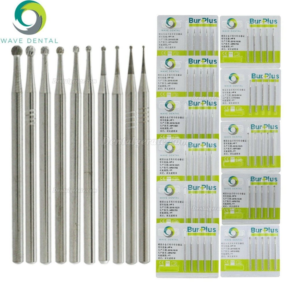 10 St&uuml;ck WaveDental Handst&uuml;ck-Schaft(HP) Hartmetallbohrer Zahnmedizin HP 1/4 1/2 1 2 3 4 5 6 7 8 10# Runden Zahnbohrer